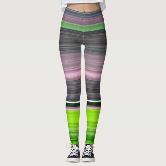 Leggings Abstract #1: Lime and grey (Devant)