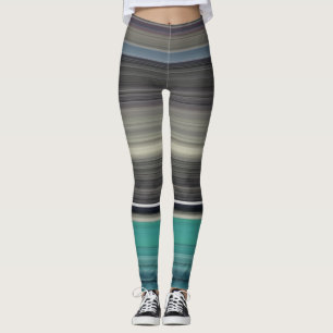 Leggings Abstract #1: Teal and grey