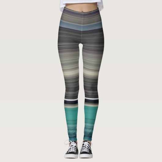 Leggings Abstract #1: Teal and grey (Devant)
