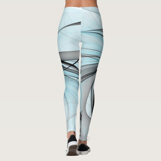 Leggings Abstract Anthracite Gray Blue Modern Fractal Art (Dos)