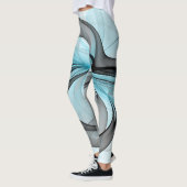 Leggings Abstract Anthracite Gray Blue Modern Fractal Art (Gauche)