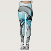 Leggings Abstract Anthracite Gray Blue Modern Fractal Art (Devant)
