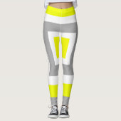 Leggings Abstract Art Yellow Grey White (Devant)
