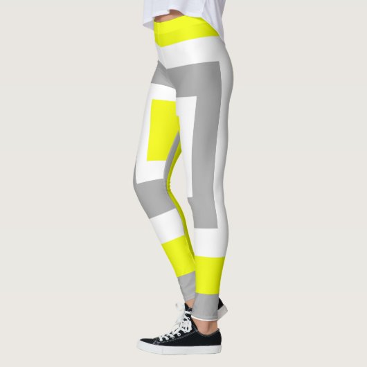Leggings Abstract Art Yellow Grey White (Gauche)
