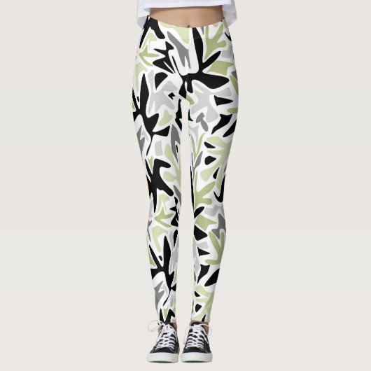 Leggings Abstract, Black and Green, Youth, Modern, Creative (Devant)
