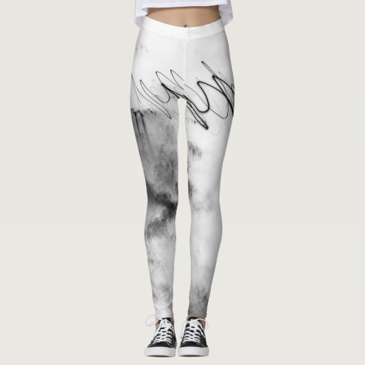 Leggings Abstract Black and White Light Trails Long Exposur (Devant)