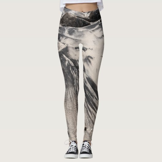 Leggings Abstract Black and White Sand Textures with Rocks (Devant)