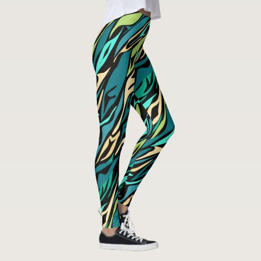 Leggings Abstract black turquoise (Droite)