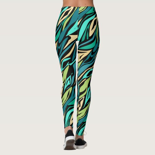 Leggings Abstract black turquoise (Dos)