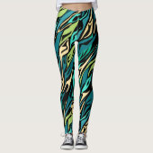 Leggings Abstract black turquoise (Devant)