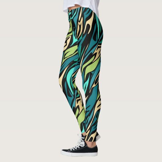 Leggings Abstract black turquoise (Gauche)