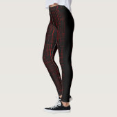 Leggings Abstract Cyber Pattern | Black & Crimson Circuit  (Gauche)