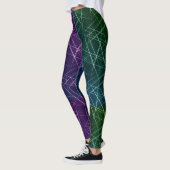 Leggings Abstract Cyber Pattern | Purple & Emerald Grid (Gauche)