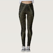 Leggings Abstract Dot Pattern | Black & Yellow Halftone (Devant)
