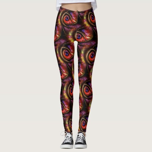 Leggings Abstract eyes in reds and purples (Devant)