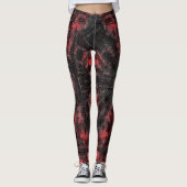 Leggings Abstract Geometric Pattern | Black and Red (Devant)