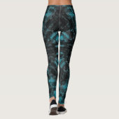 Leggings Abstract Geometric Pattern | Black and Teal (Dos)