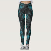 Leggings Abstract Geometric Pattern | Black and Teal (Devant)