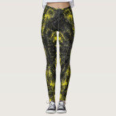 Leggings Abstract Geometric Pattern | Black and Yellow (Devant)