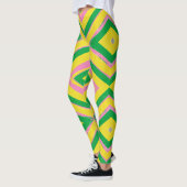Leggings Abstract Geometric Pattern | Green, Yellow & Pink (Gauche)