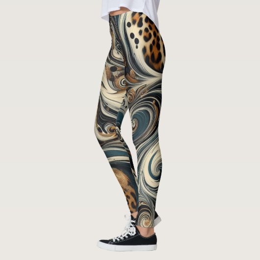 Leggings Abstract Leopard Print Swirl (Gauche)