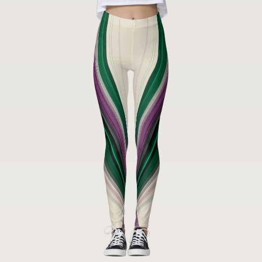 Leggings Abstract Line Pattern | Purple & Teal (Devant)