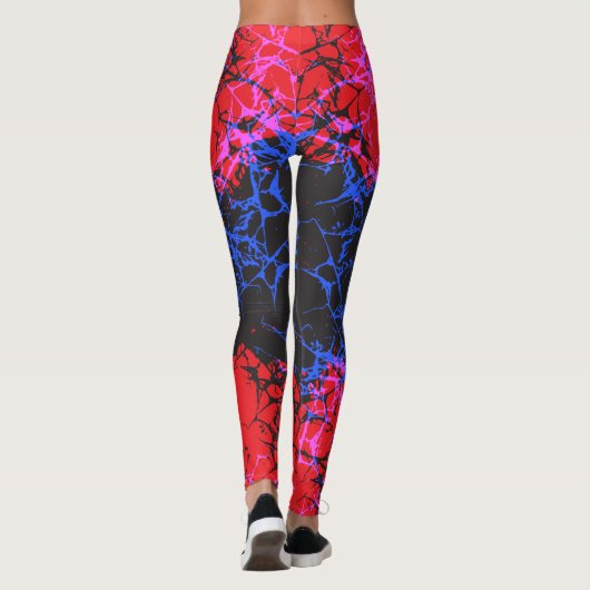 Leggings Abstract Neon Cracked Earth Pattern (Dos)