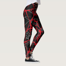 Leggings, abstract ontwerp zwart, grijs, rood
