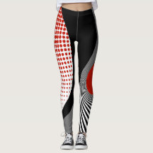 Leggings, abstract ontwerp, zwart, grijs, rood, wi