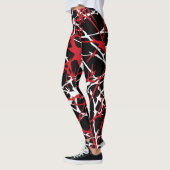 Leggings, abstract ontwerp, zwart, wit, rood leggings (Links)