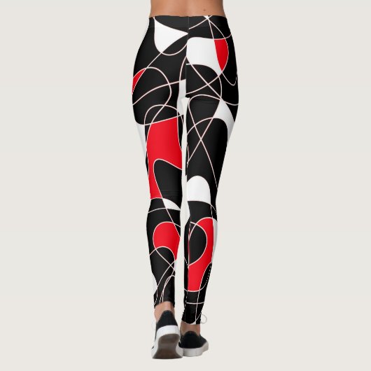 Leggings Abstract pattern - red, black and white. (Dos)