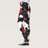 Leggings Abstract pattern - red, black and white. (Gauche)