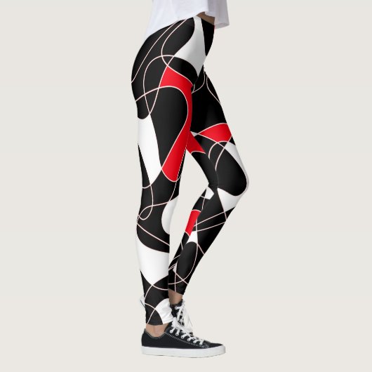 Leggings Abstract pattern - red, black and white. (Droite)