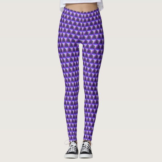 Leggings Abstract Purple Cube Block Pattern (Devant)