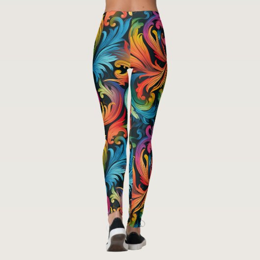 Leggings Abstract Rainbow Leaf Pattern (Dos)