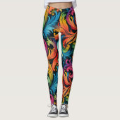 Leggings Abstract Rainbow Leaf Pattern (Devant)