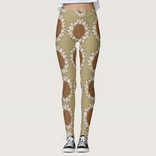 Leggings Abstract Sunflower Tile Background (Devant)