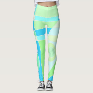Leggings Abstract surfpasta blauw groen