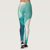 Leggings Abstract Teal and White Flowing Waves (Dos)