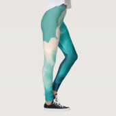 Leggings Abstract Teal and White Flowing Waves (Droite)