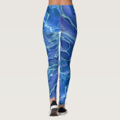 Leggings Abstraction acrylique marbrée bleu et blanc (Dos)
