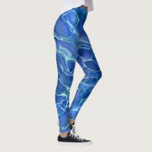 Leggings Abstraction acrylique marbrée bleu et blanc (Droite)