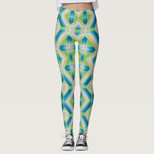 Leggings Abstraction formes géométriques bleu vert elem bla