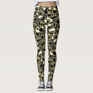 Leggings Abstrait 290523 Noir, orange et blanc