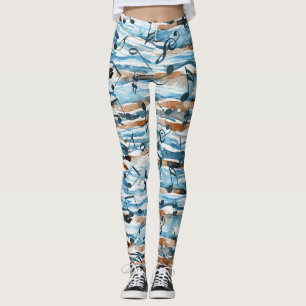 Leggings Abstrait aquarelle musique note motif.