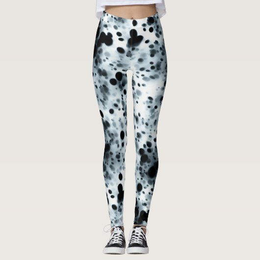 Leggings Abstrait Art Inky Blue Polka Dot Storm (Devant)