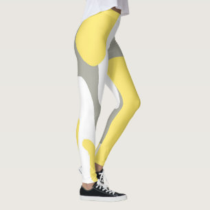 Leggings Abstrait Art jaune blanc gris pastel