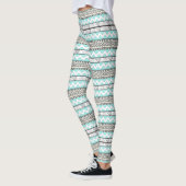 Leggings Abstrait Aztec Mint Green Aqua Grey Motif (Gauche)