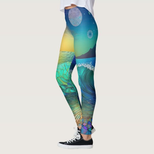 Leggings Abstrait Azure Seascape (Gauche)