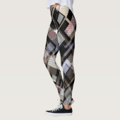 Leggings Abstrait, beige, noir, plaid (Gauche)